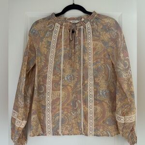 Me by Jennie Garth Paisley Long Sleeve Blouse Lace XXS